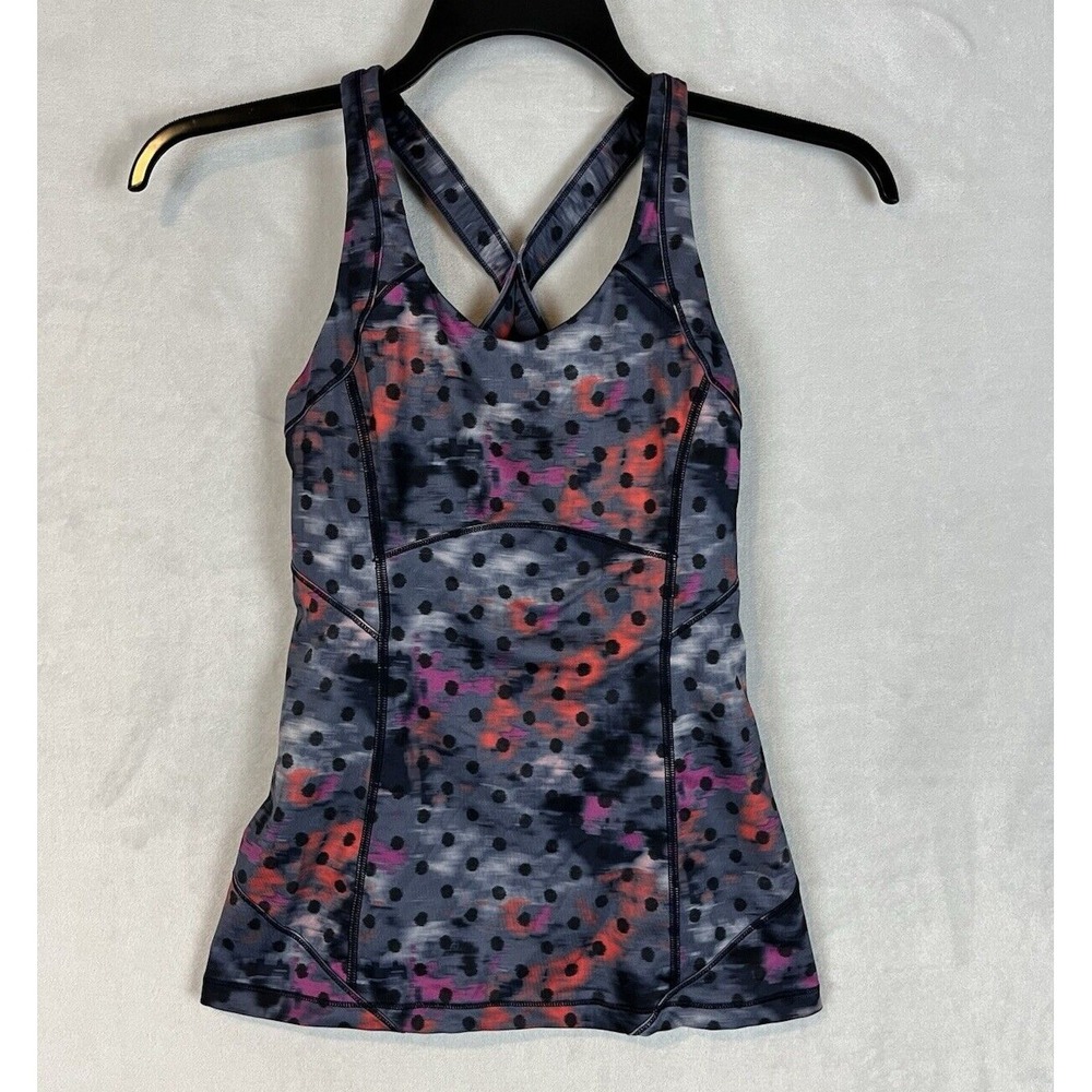 Lululemon Tank Top Women 4 Heather Gray Racerback Built-In Bra Athletic Workout